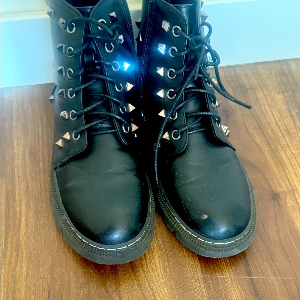 Women’s black studded ankle boots